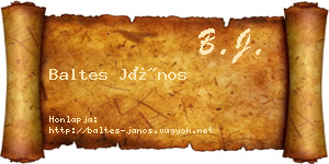 Baltes János névjegykártya
